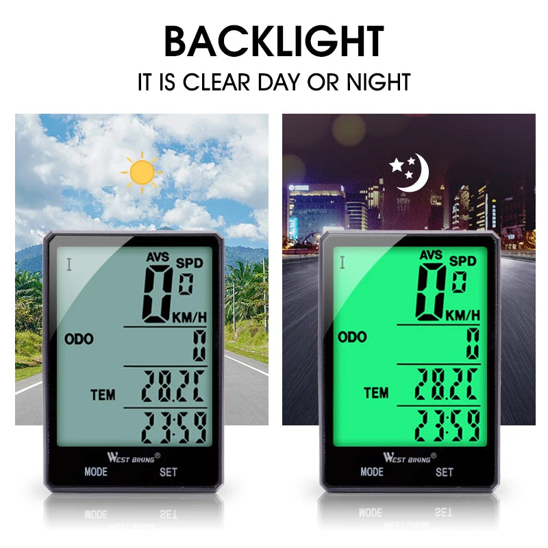 West Biking Bike Computer Wireless/Wired LCD Digital Bike Speedometer Odometer - Enterprise Express